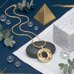 18K Gold Plated Stainless Steel Minimalist Modern O Pendant Necklace Gift